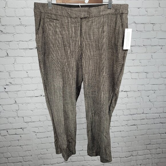 NWT Investments Brown Slimming Secret Support Straight Pants Size 14S (36x25.5) - Picture 1 of 14